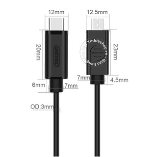 Cáp USB C ra Micro USB 1 mét Unitek Y-C473BK