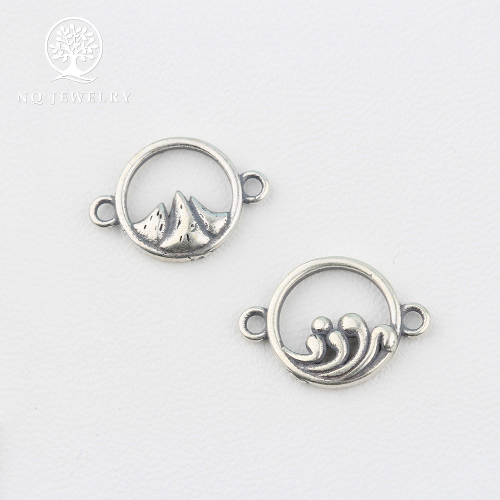 Charm bạc khóa liên kết họa tiết núi và biển - NQ Jewelry