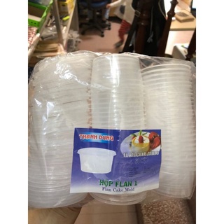 Hủ nhựa làm bánh Flan, rau câu, sữa chua có nắp đậy