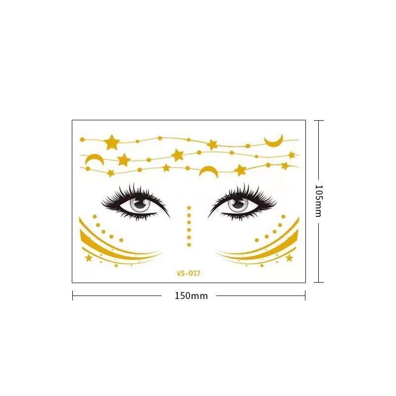 Miếng dán hình xăm tạm thời trang điểm mặt màu vàng đồng kháng nước