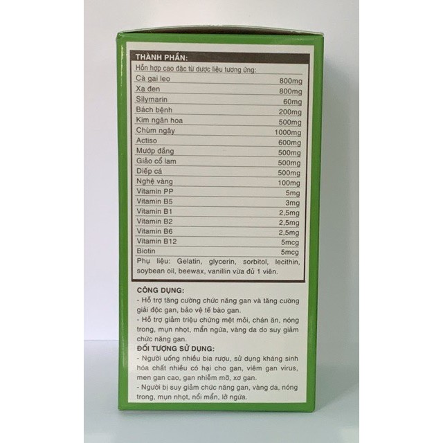 GIẢI ĐỘC GAN CÀ GAI LEO - XẠ ĐEN Milk Thistle - Hộp 60 Viên - Giúp bổ gan, bảo vệ tế bào gan, giải độc gan.