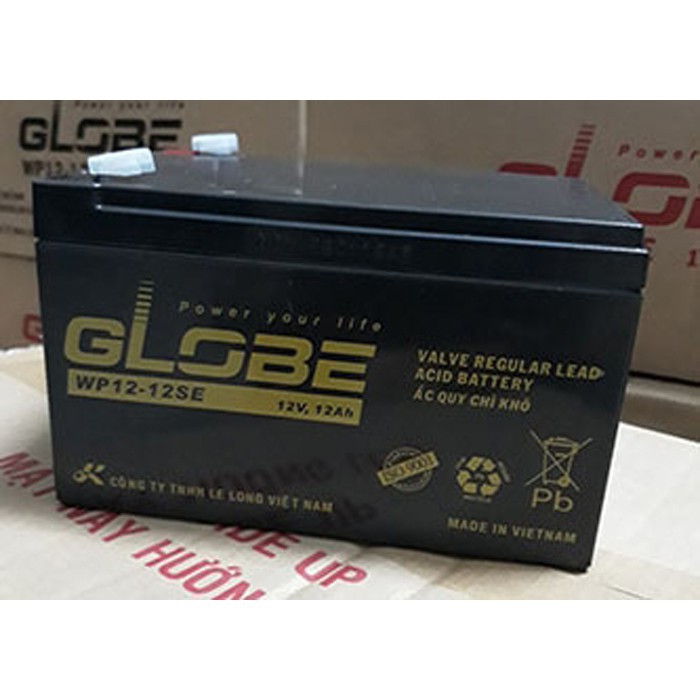 Bình Ắc Quy Khô GLOBE WP12-12SE (12V-12Ah) - Dành cho Bộ lưu điện UPS và Xe Đạp Điện.