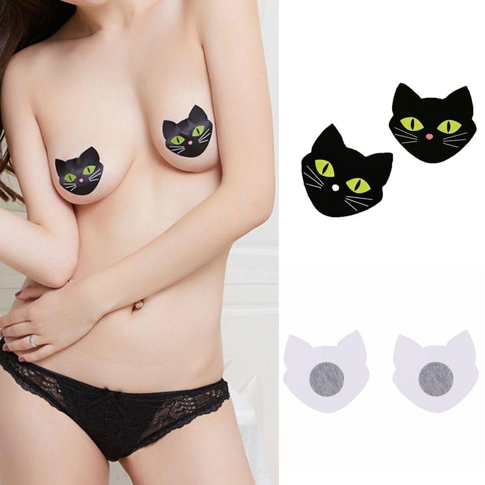 Danilo Set 2 Cặp Miếng Dán Ngực Vô Hình Họa Tiết Mèo Dạ Quang Quyến Rũ Dành Cho Nữ