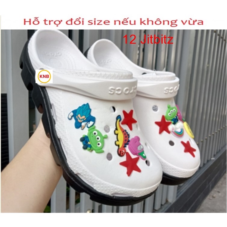Dép Cross Cá Full tag Cao Cấp Đẹp Nhất Nam Nữ Tặng Kèm 12 Sticker Cross Siêu Hot màu trắng - đen
