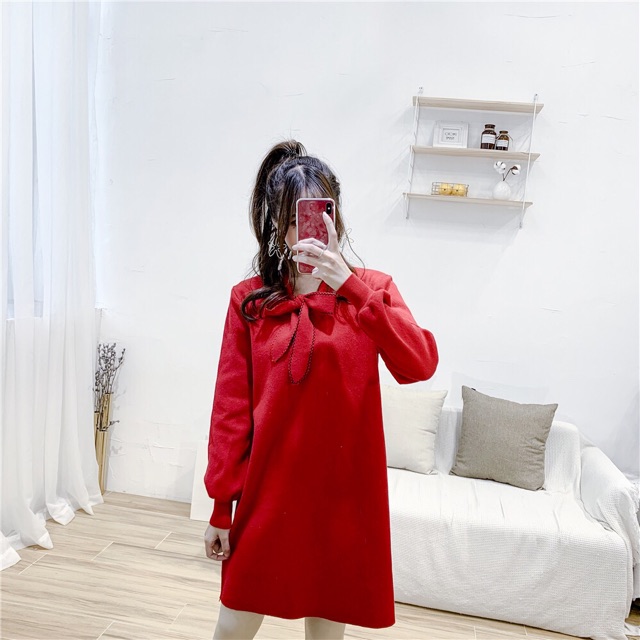 Váy suông cổ nơ xinh xắn | BigBuy360 - bigbuy360.vn