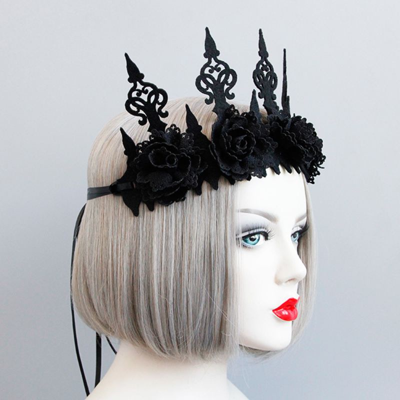 Vòng Hoa Đội Đầu Màu Đen Phong Cách Gothic Cho Nữ