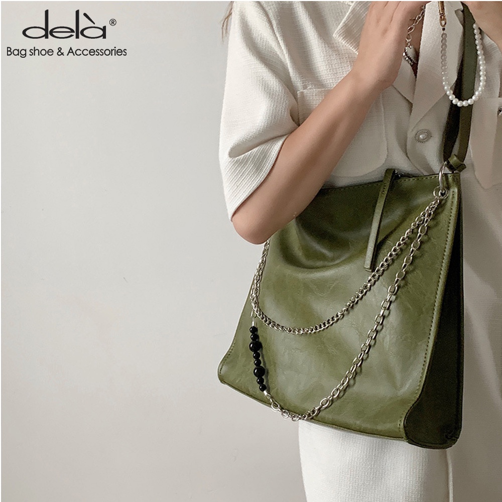 Dela Túi Xách tote Màu Xanh Bơ Xanh Quả Bơ Sức Chứa Lớn Phong Cách Hàn Quốc Thời Trang Mùa Hè Hàng Mới Dành Cho Bạn Nữ