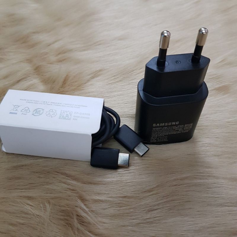 Sạc nhanh Samsung Chính Hãng 25W zin máy Note 10, Note 10 Plus, Samsung S110 5G, A90, A80, A70 - Cáp Type C - Type C