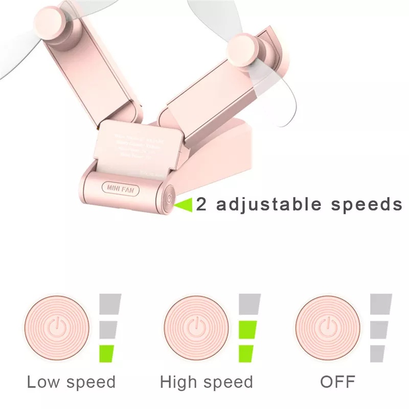 Quạt Điện Mini Cầm Tay Sạc USB Hai Đầu Gấp Gọn Tiện Dụng