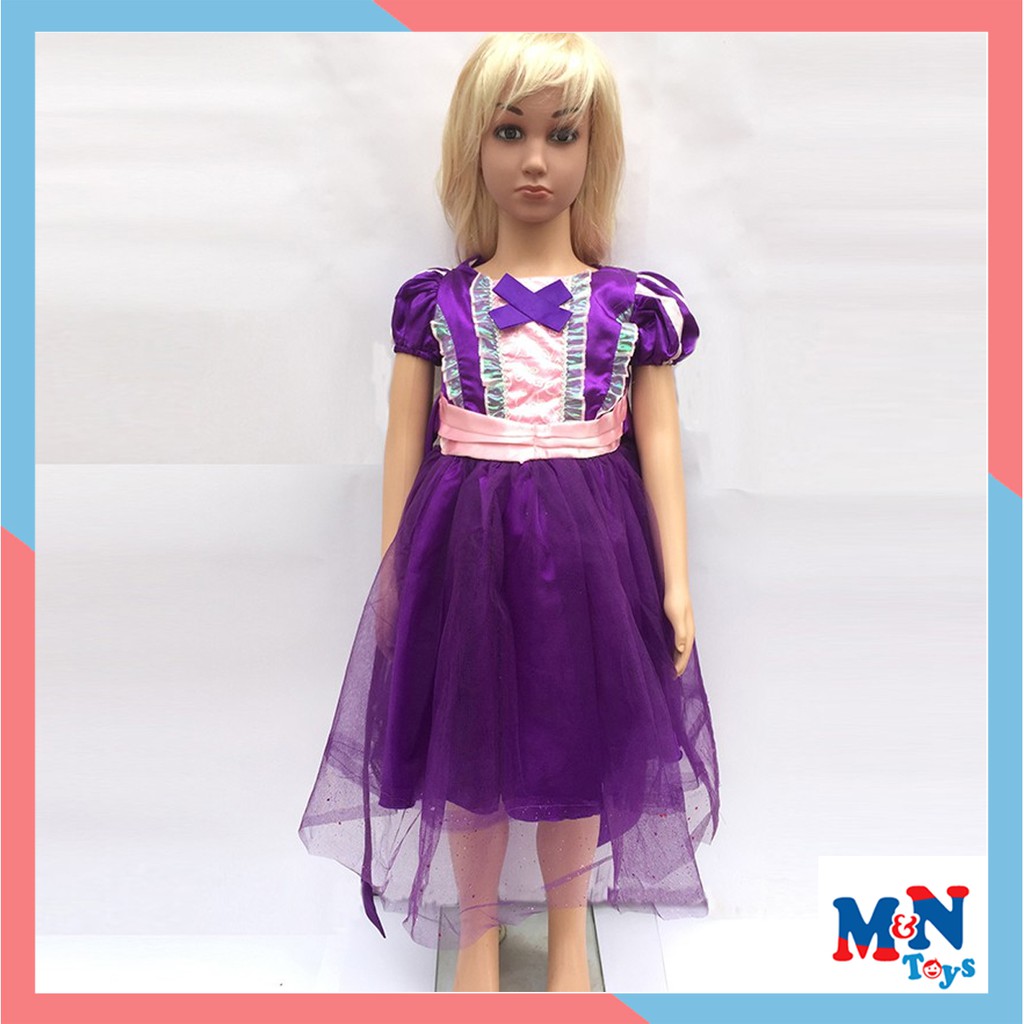 Bộ váy Công chúa tóc mây Rapunzel màu tím đậm cho bé 3-5 tuổi hóa trang trung thu, Halloween