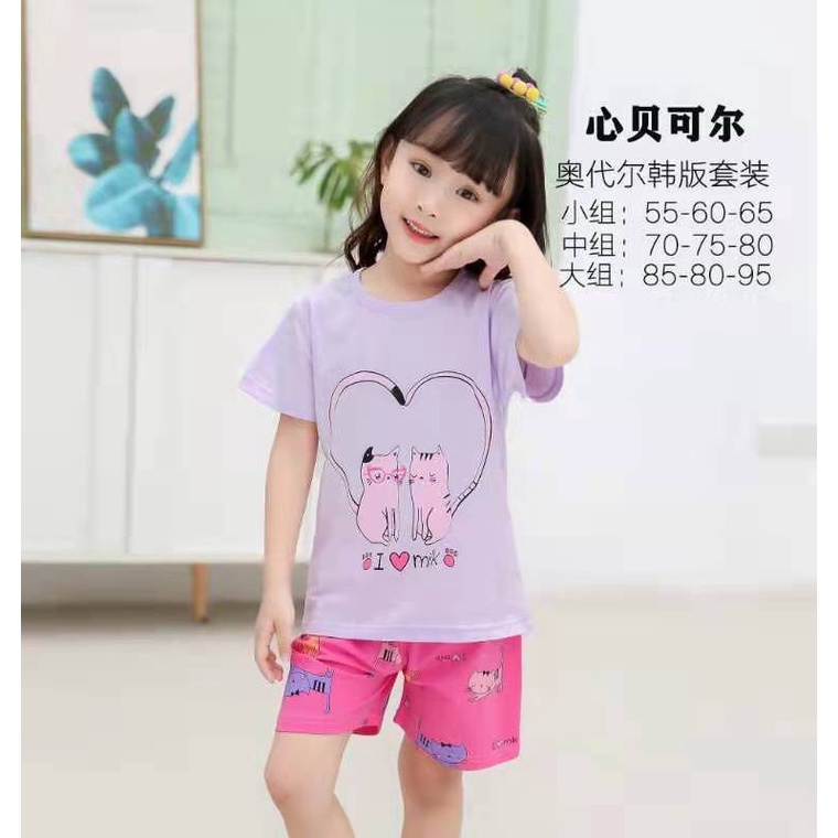 (16-23KG)Bộ cộc tay xuất Hàn cotton lạnh Quảng Châu cho bé GÁI sz nhỡ (70-75-80)- Bảng màu 2022