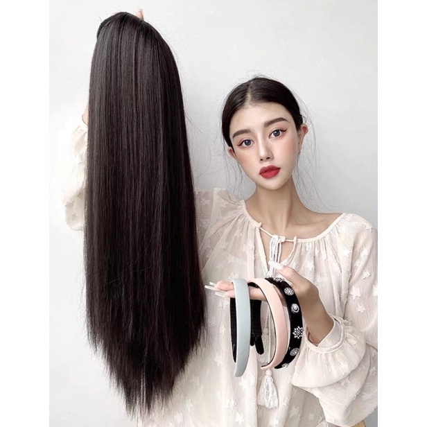 Tóc giả kèm cài -băng đô kiểu cực đẹp- cài kèm tóc xoăn và thẳng cực xinh