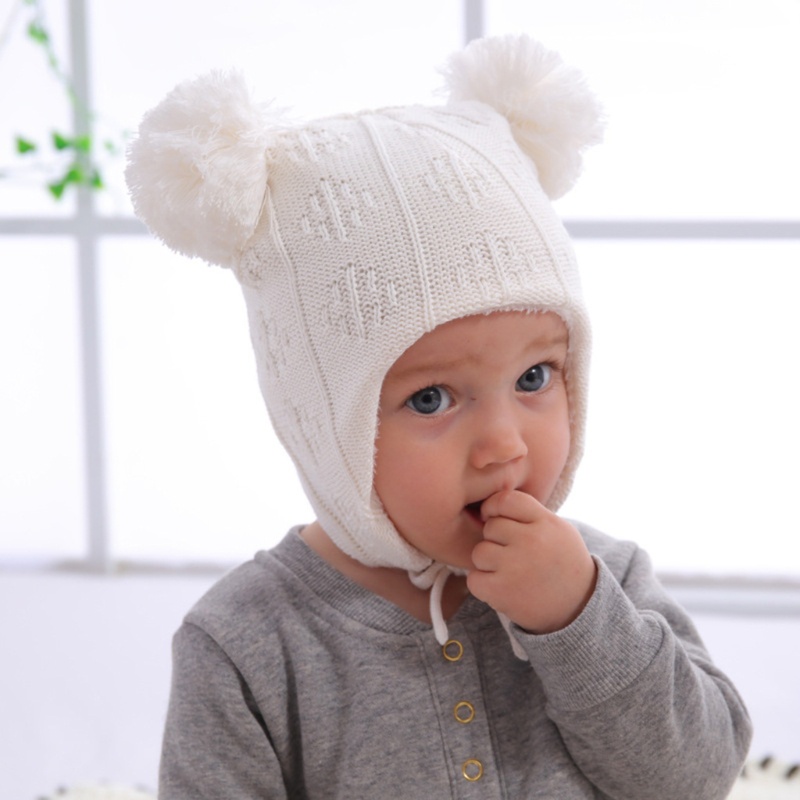 Mũ Beanie Dệt Kim Bảo Vệ Tai Dễ Thương Thời Trang Thu Đông Cho Bé Sơ Sinh