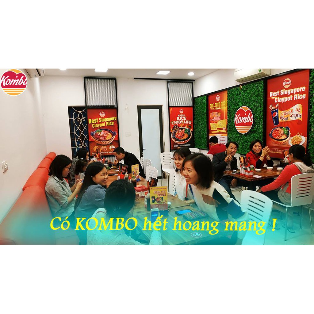 Hà Nội [Evoucher] Set 2 người: 1 cơm Gà nấm + 1 cơm thịt sốt BBQ+ 2 pepsi+ 1 canh chua tại NH Kombo - Cơm niêu Singapore