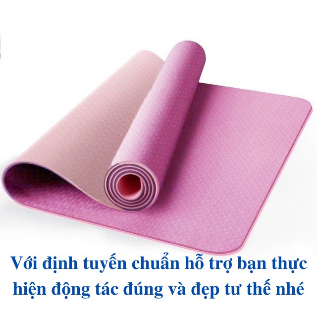 [ Tặng Túi Đựng ] Thảm Tập Yoga 2 Lớp Định Tuyến TPE  Thảm Tập Gym Không Mùi Chống Thấm Chống Trượt Cao Cấp (6mm và 8mm)