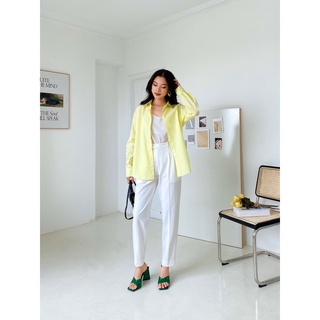 Tinfour - áo somi tay dài overszie yellow sm65y