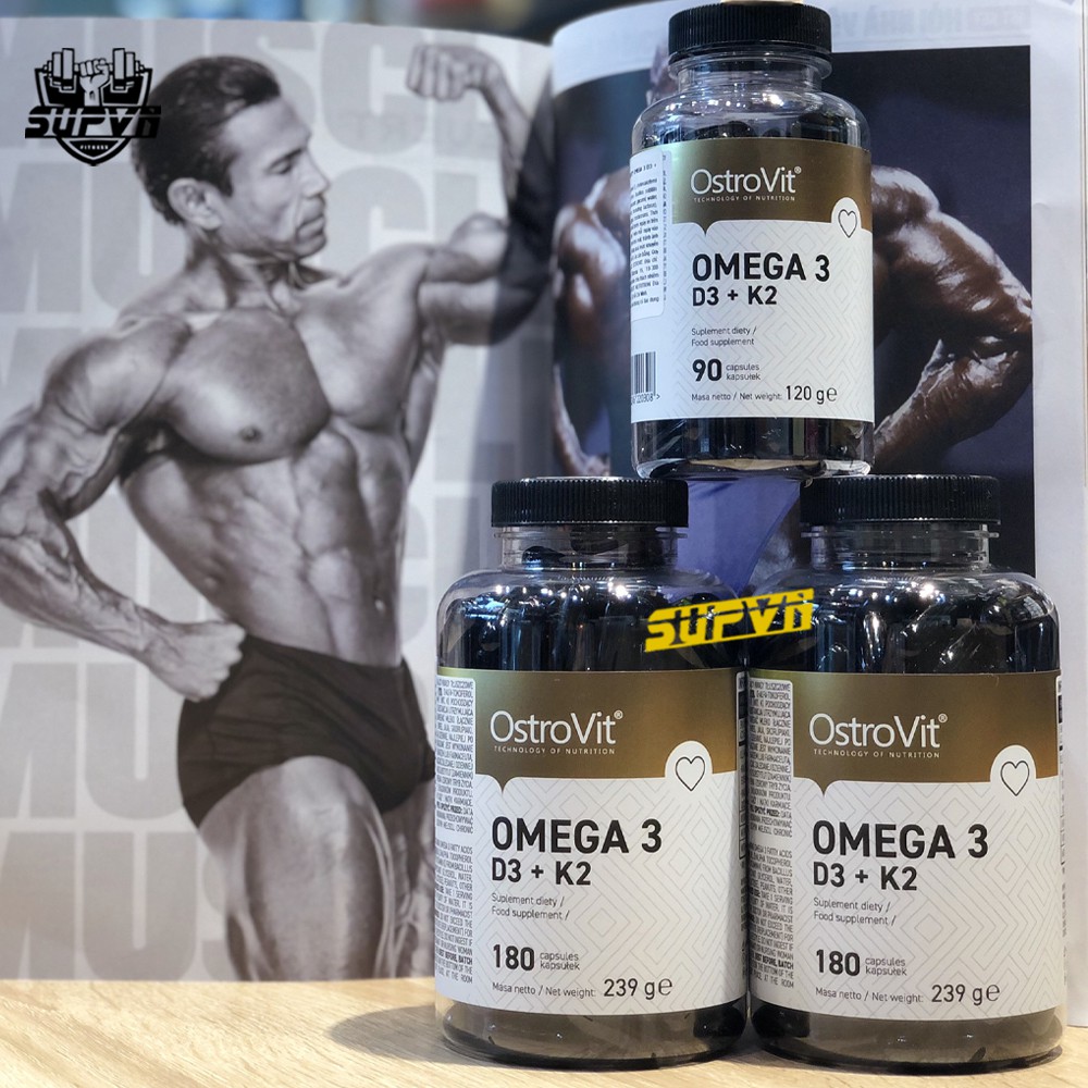 Dầu cá Omega 3 D3 K2(MK7) Ostrovit - Hỗ trợ sức khỏe toàn diện bổ trợ xương khớp và hệ miễn dịch - Fish oil 90 viên