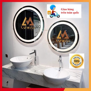 Gương tròn đèn led  viền trong có cảm biến gắn tường_LUMILI_rẻ_đẹp_sang trọng