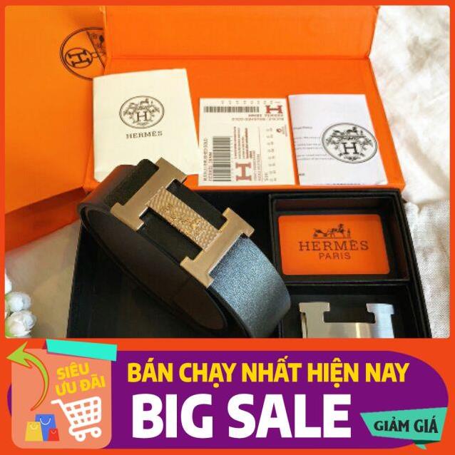 Thắt lưng nam mặt chữ H dây lưng nam dây nịt hai mặt màu bạc / vàng kim dây da xịn kèm Hộp Túi Giấy Xịn