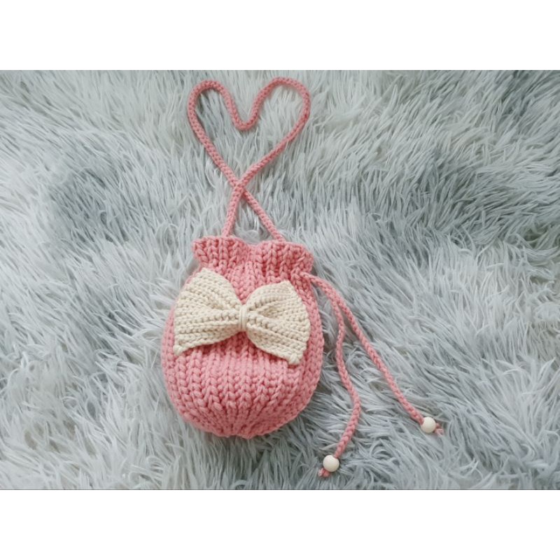 Túi len nơ handmade cho bé gái đựng lì xì xinh xắn (Mẹ Tôm Handmade)