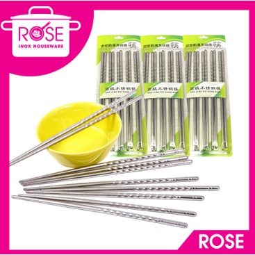 Đũa inox ăn cơm tiện lợi siêu rẻ bộ 5 đôi xoắn đẹp