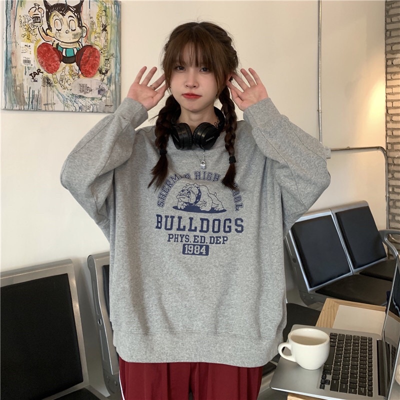 Áo Nỉ Sweater Nam Nữ BULLDOGS, Form rộng, chất nỉ da cá dày dặn- Hàng QC | BigBuy360 - bigbuy360.vn