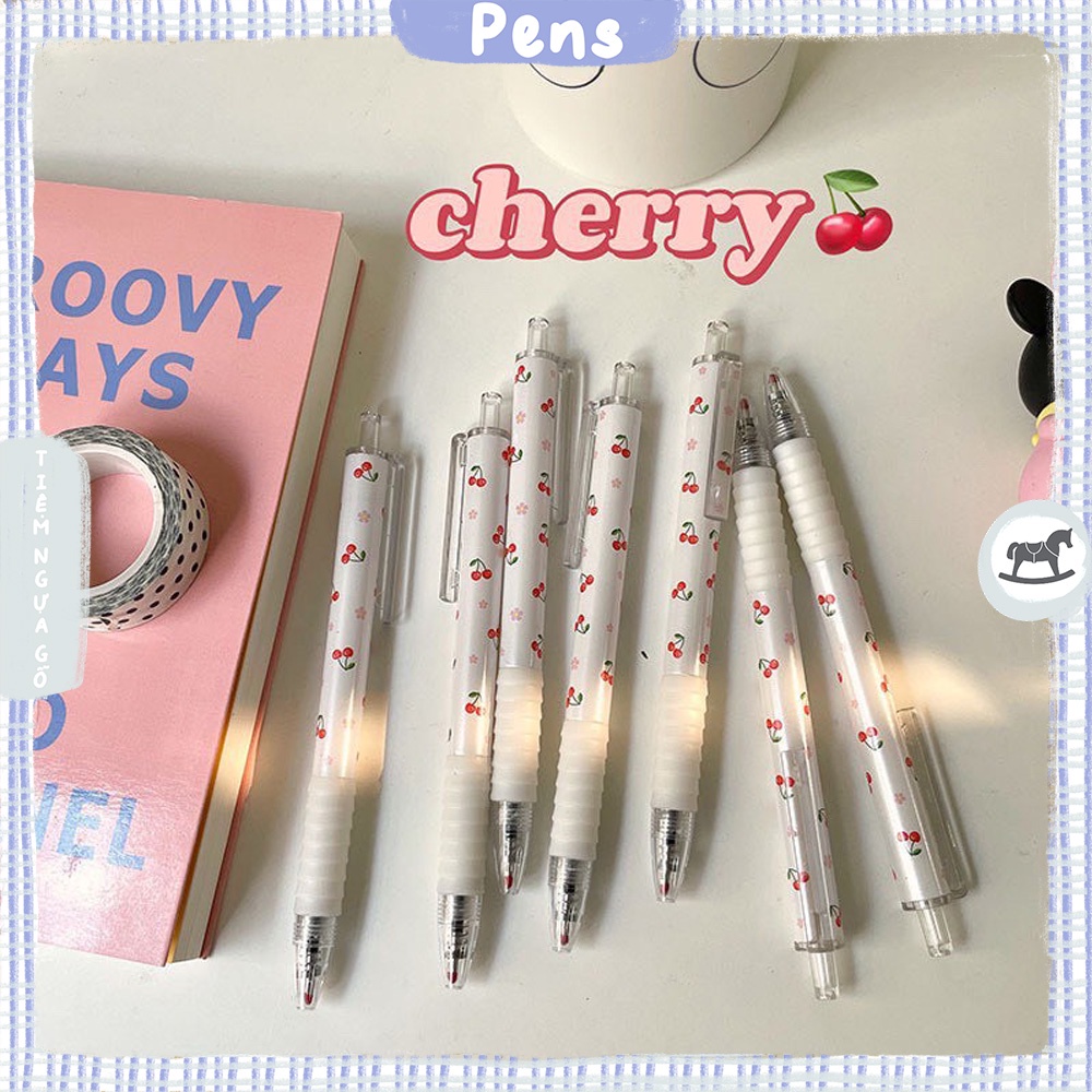 Bút Gel Kim Đen Cherry Hàn Quốc Ngòi 0.5mm - Tiệm Ngựa Gỗ