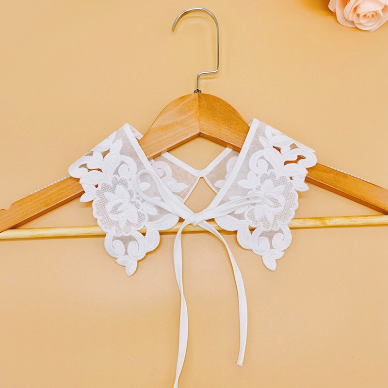 Khăn Choàng Cổ Màu Trắng Thêu Họa Tiết Hoa Lá Xinh Xắn Thời Trang Cho Nữ DIY