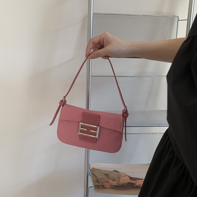 Bán Sỉ Túi Xách Đeo Vai / Tay baguette Màu Hồng Nhám retro baguette niche Mới Cho Nữ