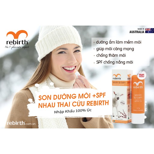 Son Dưỡng Môi Nhau Thai Cừu Rebirth Với Vitamin E và Dầu Mơ 3.7g - 1502312