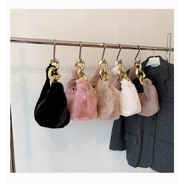 Túi Xách Đeo Vai Phủ Bông Acrylic Cỡ Lớn Phối Dây Xích Thời Trang 2022 Dễ Thương Dành Cho Nữ