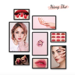 BỘ 8 TRANH CỨNG DÁN TIỆM NAILS, SALON TÓC & PHUN XĂM MÔI MÀY_THIẾT KẾ NÀNG THƠ