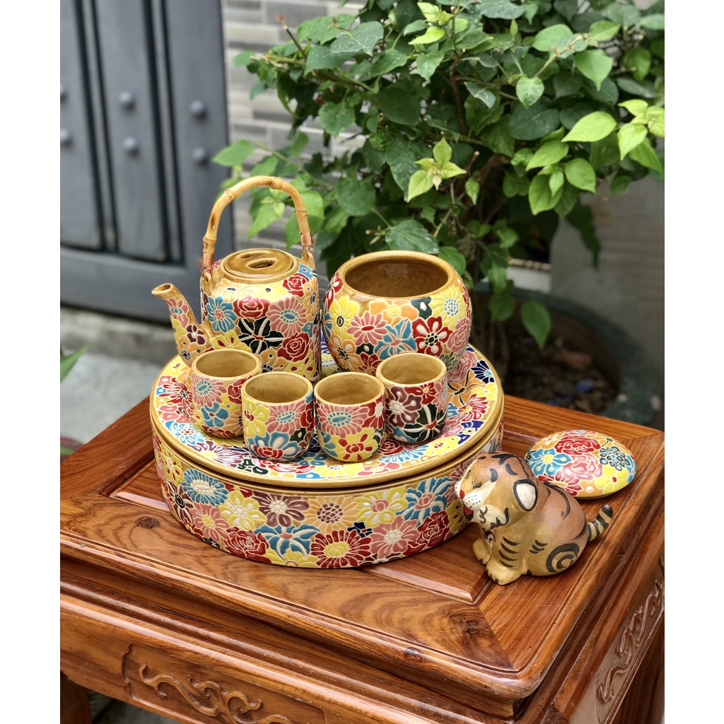 Bộ Trà Bách Hoa Gốm Sứ Thủ Công Nam Bộ