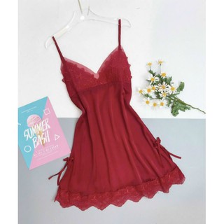 Đồ ngủ phòng the: Váy ngủ lụa tơ cao cấp (1353) có đệm ngực