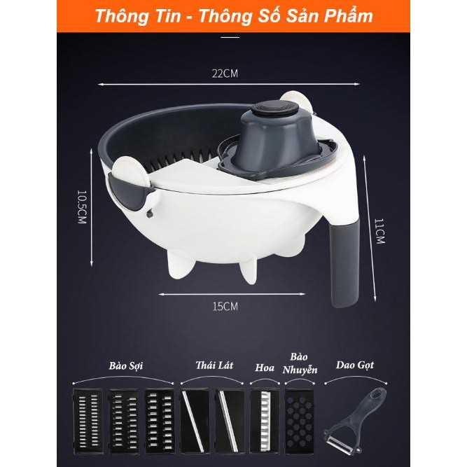 BỘ RỔ NẠO RAU CỦ QUẢ NHÀ BẾP 7 CHI TIẾT ĐA NĂNG - DỤNG CỤ BÀO GỌT THÁI SỢI NẠO RAU CỦ QUẢ KÈM RỔ 7 CHỨC NĂNG SIÊU TIỆN