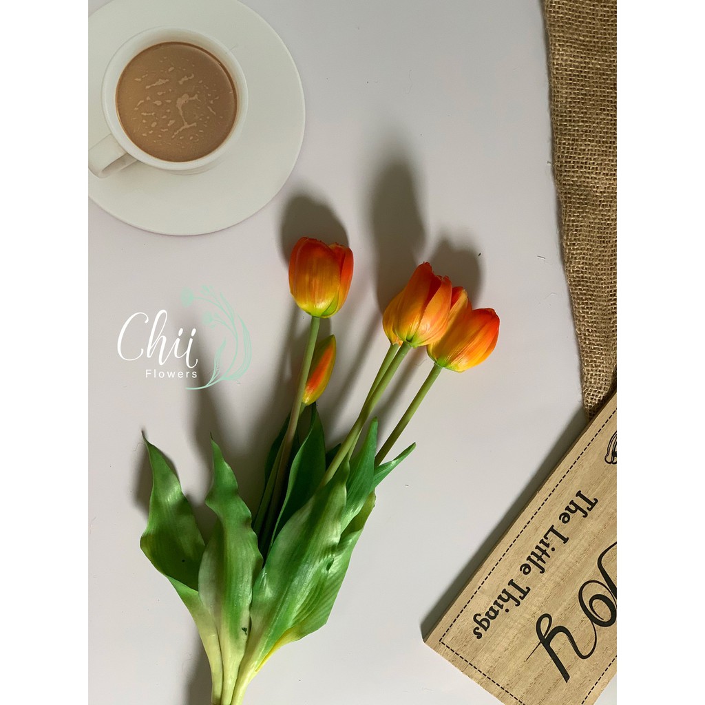 Hoa giả hoa lụa - Bó hoa tulip cao cấp nhập khẩu Hà Nội trang trí nội thất đẹp Chiiflower CH41