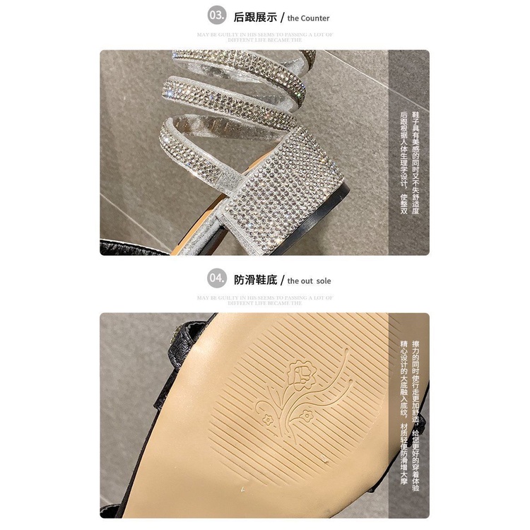 Giày Sandal Đế Bằng Dày Dặn Cột Dây Đính Đá Phong Cách La Mã Bohemian Mùa Hè Cho Nữ