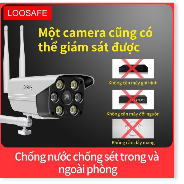 Camera WiFi không dây loosafe tặng thẻ nhớ 64gb và dây nguồn và giá đỡ