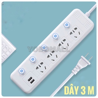 Ổ Cắm điện gia dụng thông minh đa năng Có cổng sạc USB Công xuất 2500W Công tấc sáng LED - Yobomall