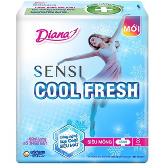 Băng vệ sinh Diana Sensi Cool Fresh siêu mỏng cánh 23cm 8 miếng