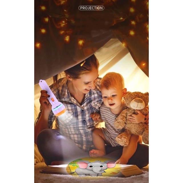 FAST SHIPPING Baby Sleeping Story Book Flashlight Projector Torch Lamp Toy Early Education Toy for Kid Holiday Birthday Xmas Gift Random Color Light Up Toy [auum1]