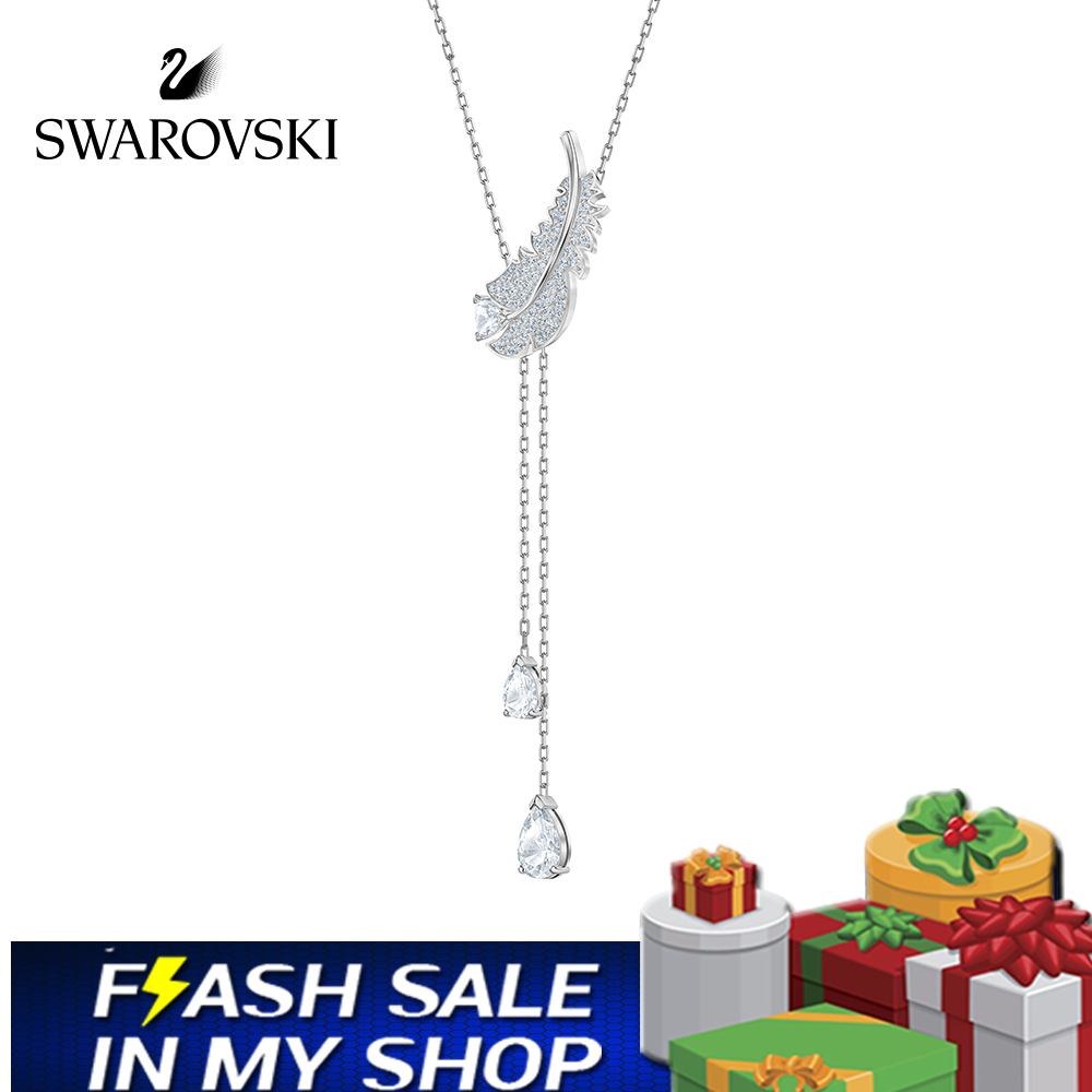 FLASH SALE 100% Swarovski Dây Chuyền Nữ NICE Vòng cổ hình chữ Y với các yếu tố lông vũ FASHION Necklace trang sức đeo Trang sức