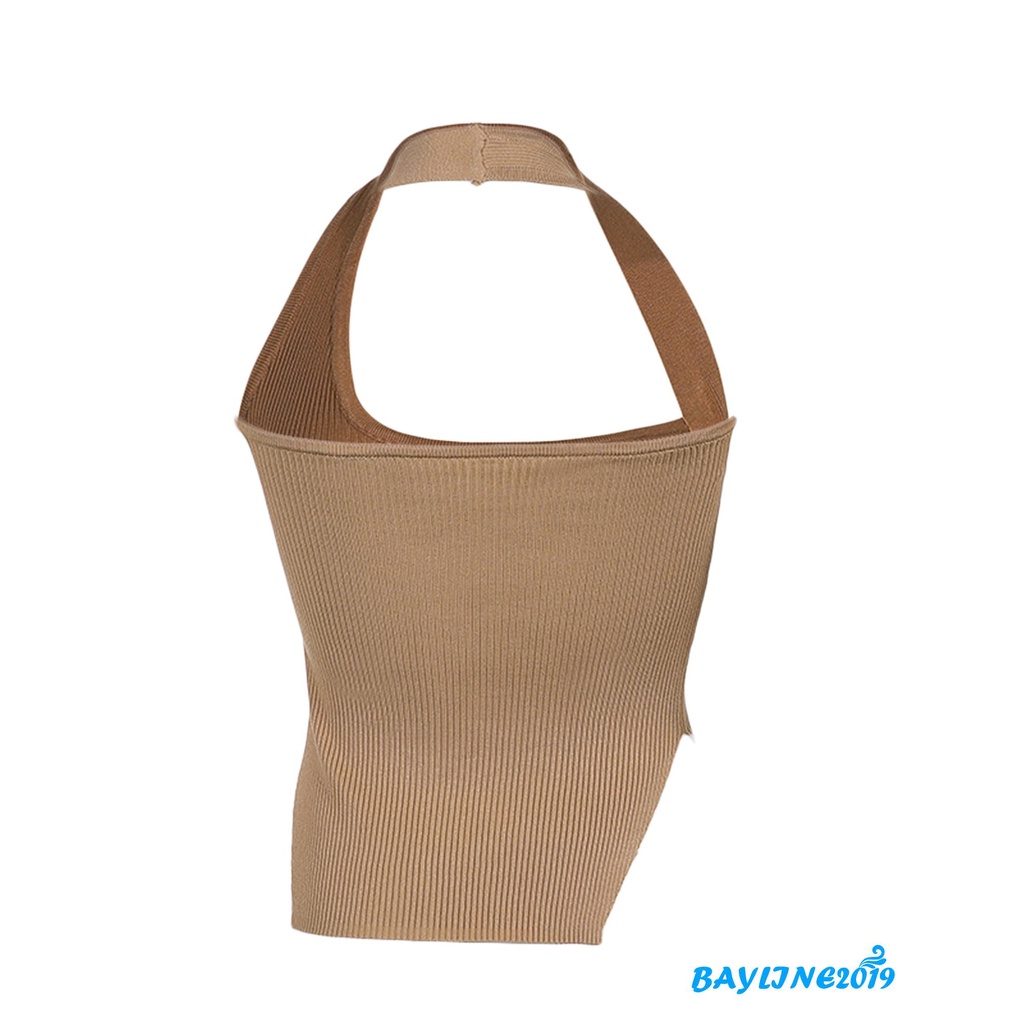 Áo ba lỗ dệt kim không tay màu sắc đơn giản cho nữ