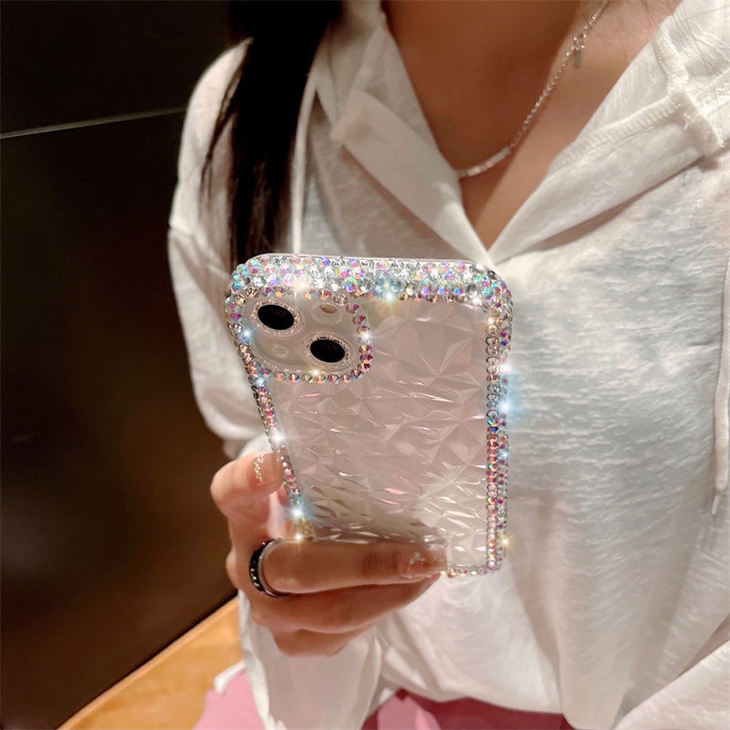 Ốp Điện Thoại Kim Cương Lấp Lánh Cho iPhone 15 14 13 12 11 Pro Max X XS XR 7 8 Plus Vỏ Sang Trọng Bling Kim Cương Giả Mềm Trong Suốt TPU Ốp Lưng