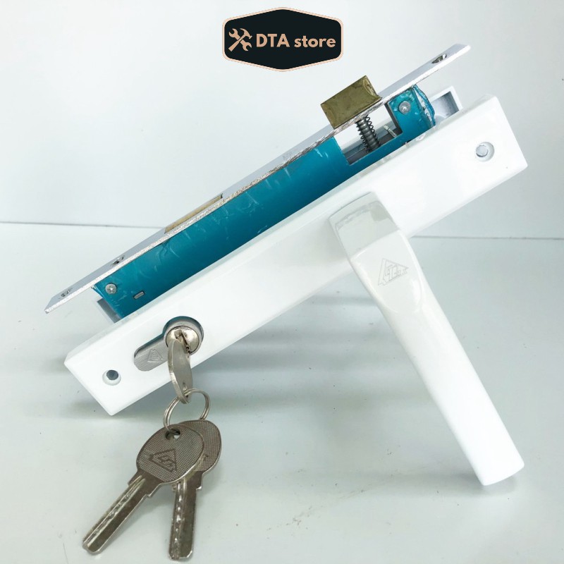 Bộ khóa tay gạt Golking lắp cửa nhôm hệ việt pháp, việt ý - cửa nhựa lõi thép, sắt hộp ( trắng)