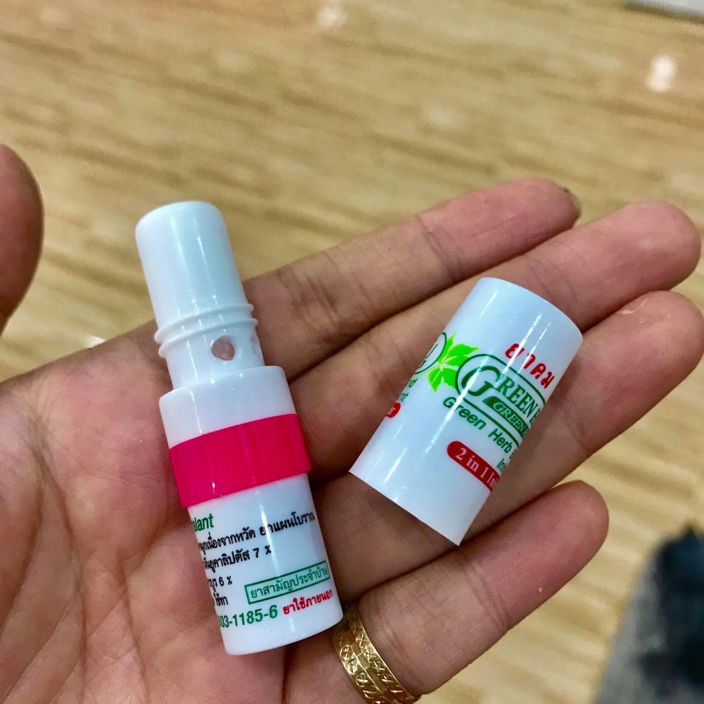 Ống Hít 2 Đầu Thông Mũi và Dầu Xoa Green Herb Thái Lan Inhaler