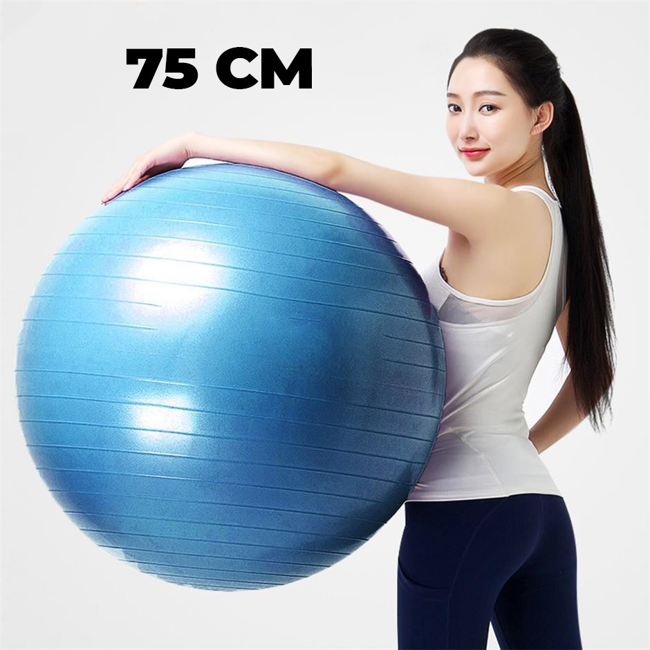 Bóng Tập Gym Yoga Thể Thao Brosman Chính Hãng 100% Cao Cấp + Tặng kèm đồ bơm - 65cm 75cm dày 2mm Chống Trơn Không Nổ