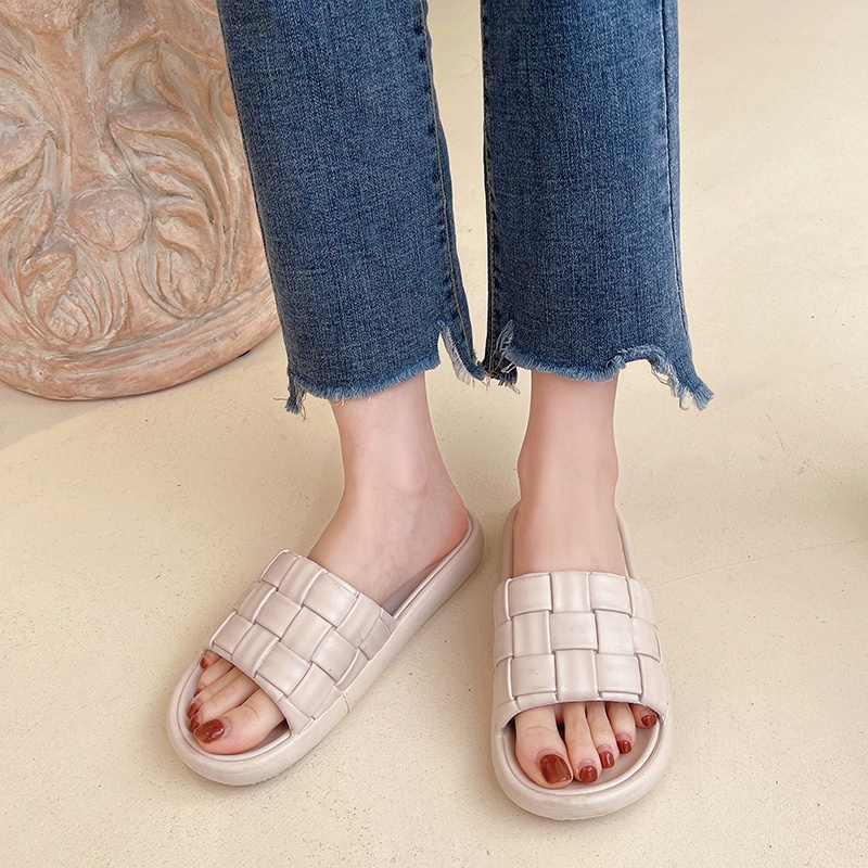 IELGY Dép đi trong nhà tắm  dạng dệt đáy dày thoải mái cho nữ