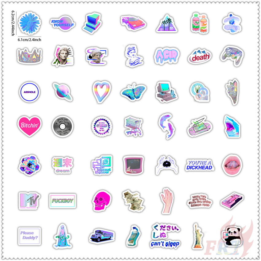 Bộ miếng dán chủ đề Vaporwave cá tính trang trí tiện dụng