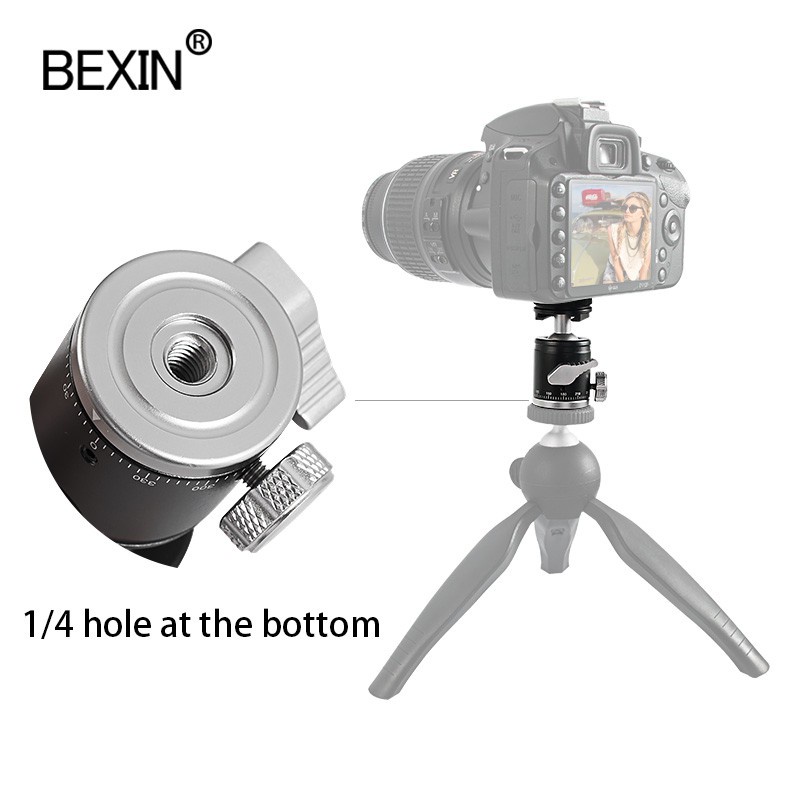 BEXIN 2PCS Mini Ballhead Monopod Tripod Head 360 Panoramic Head with Hot Shoe Base Mount Adapter for DSLR Camera Flash